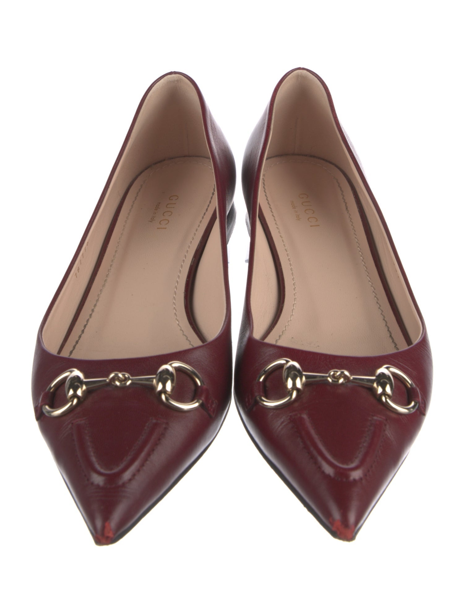 Gucci Horsebit Accent Leather Ballet Flats